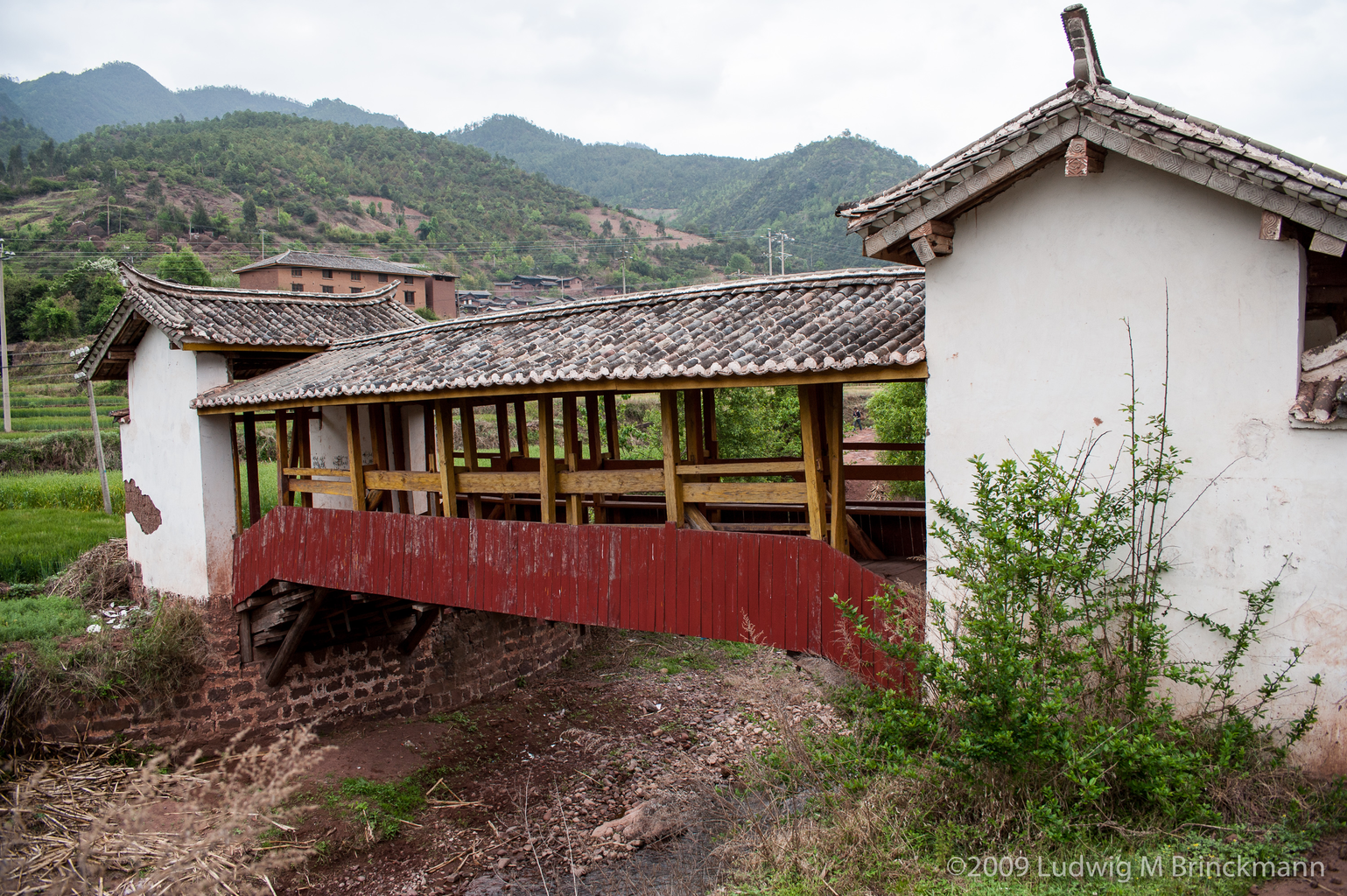 Picture: A wooden covered bridge near Wayao village.