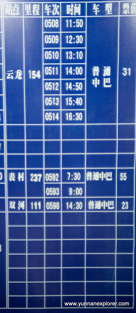 Picture: Expressbusses to Kunming, Baoshan and Lijiang leave from here, as well as some other expressbusses to Mangshi, Tengchong etc. Normal bus to Yunlong and Xichou. 
