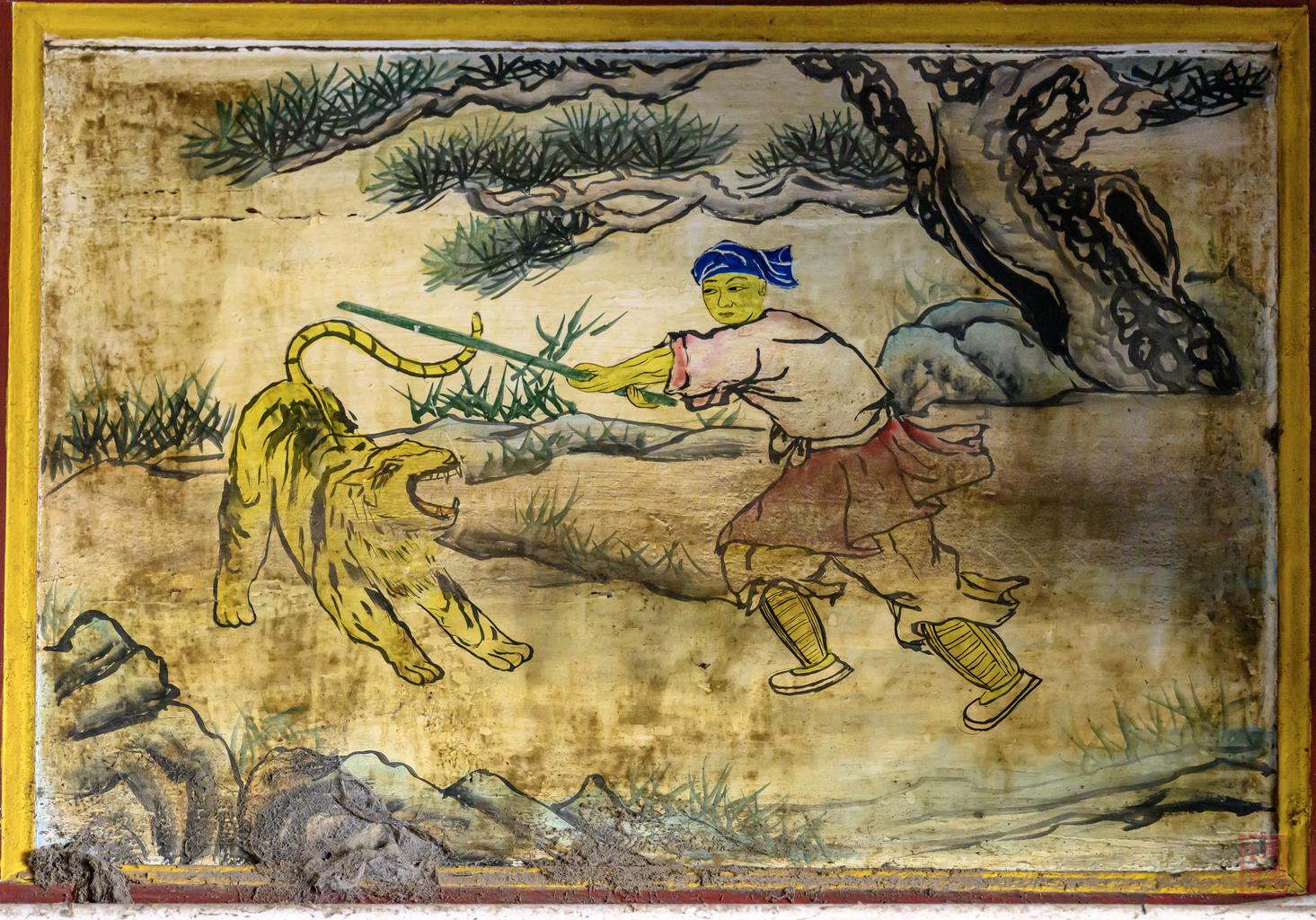 Picture: Scene from the Water Margin 《水滸傳》 at the Shoufo Hall 寿佛殿 of Huize's Huguang Guildhall