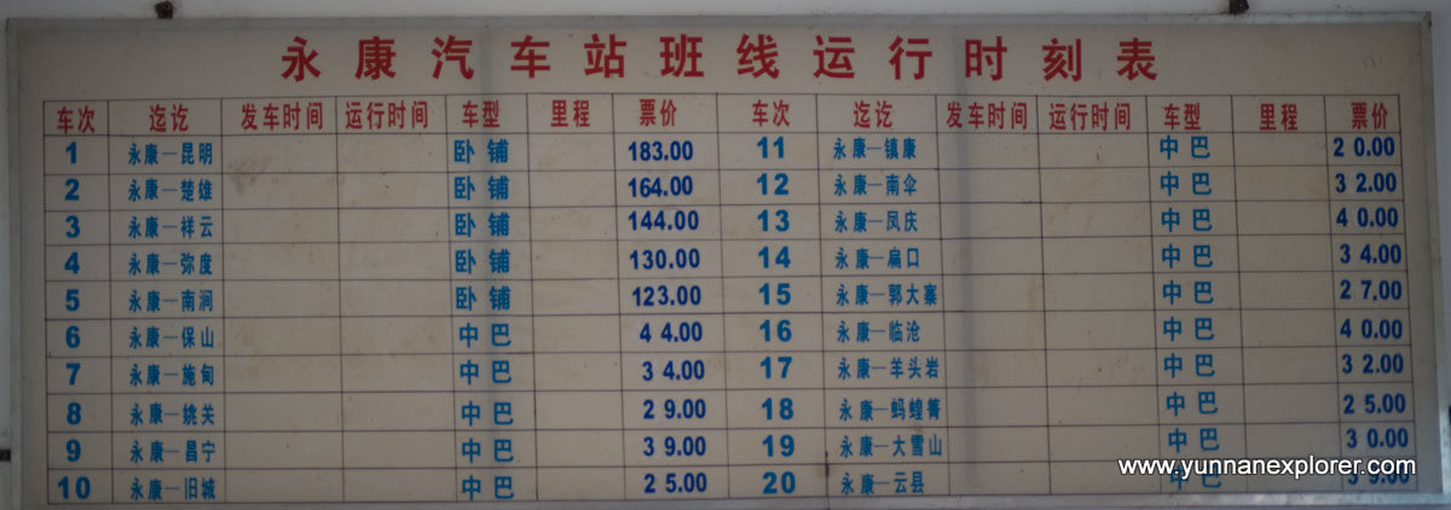Picture: No direct departures from this station, but you can make reservations for the busses coming from Yongde 