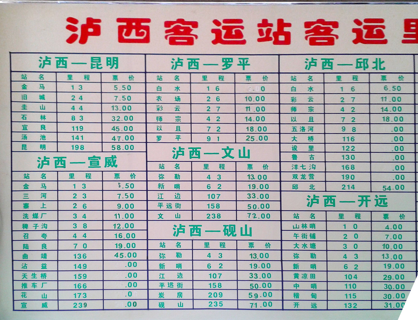 Picture: City busterminal. Frequent connections to Kunming, Mile, Shizong 