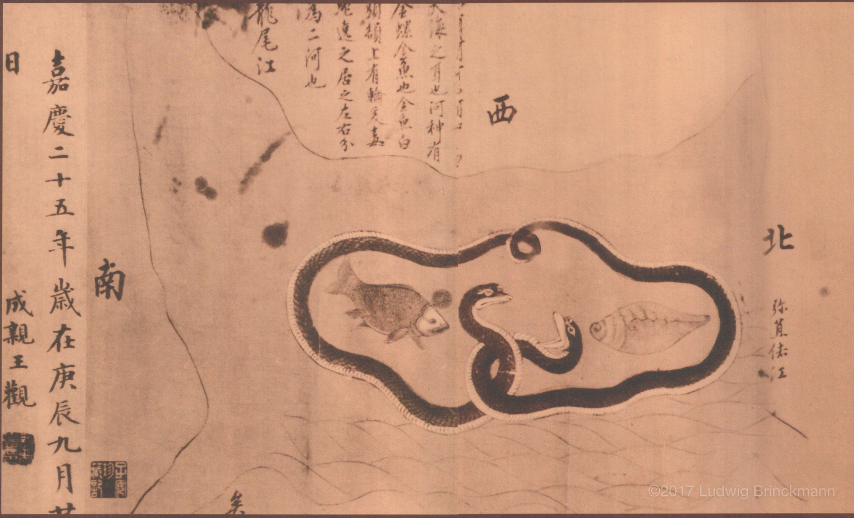 Picture: The earliest known map of Erhai, in the 南诏图传 picture scroll produced in 899 AD.