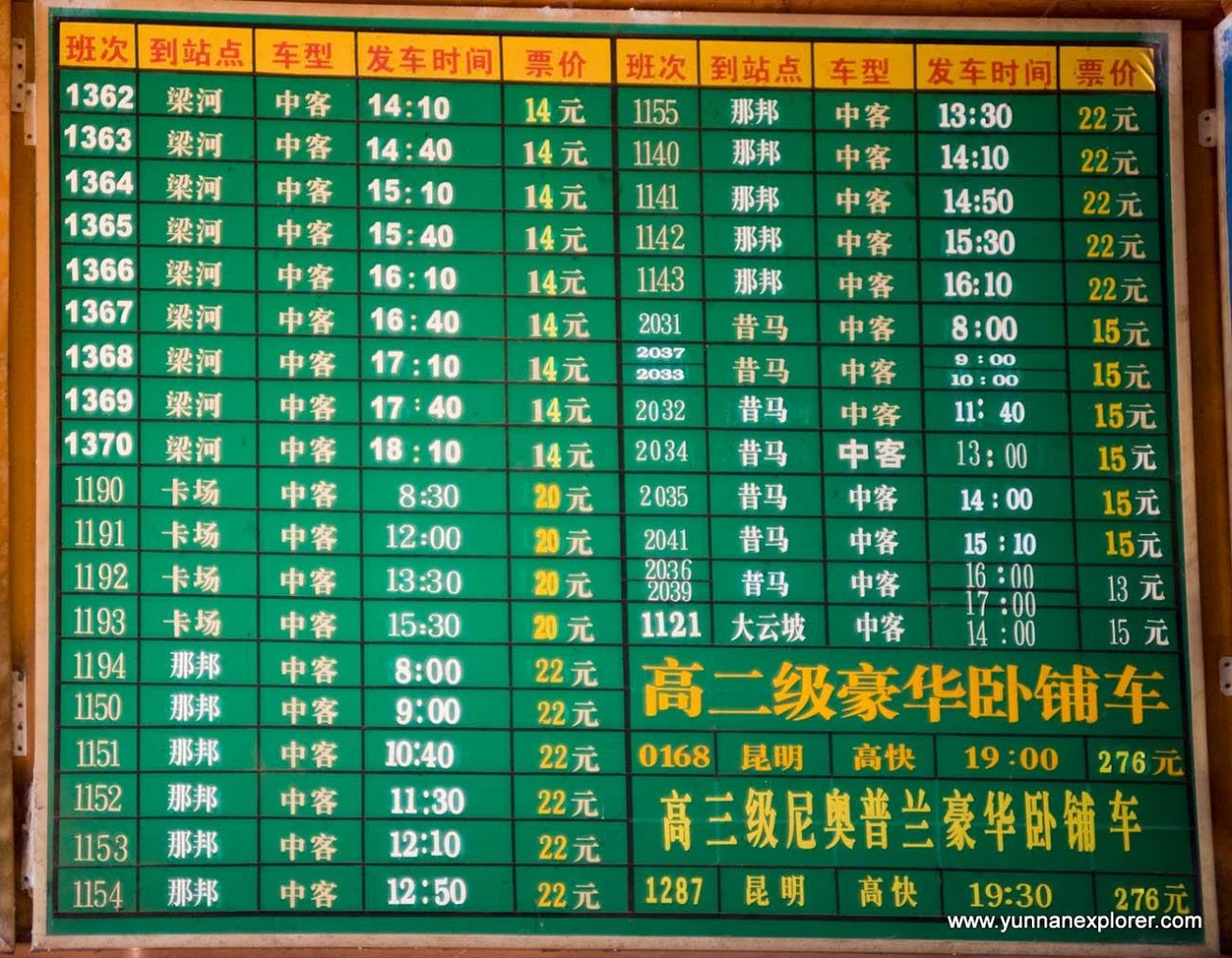 Picture: Busses to Tengchong, Lianghe, Mangshi, Ruili, Kunming and some local destinations. 